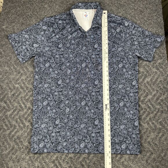 Puma Volition America Shirt Mens Medium Blue Paisley Print Performance Golf Polo - Picture 4 of 7